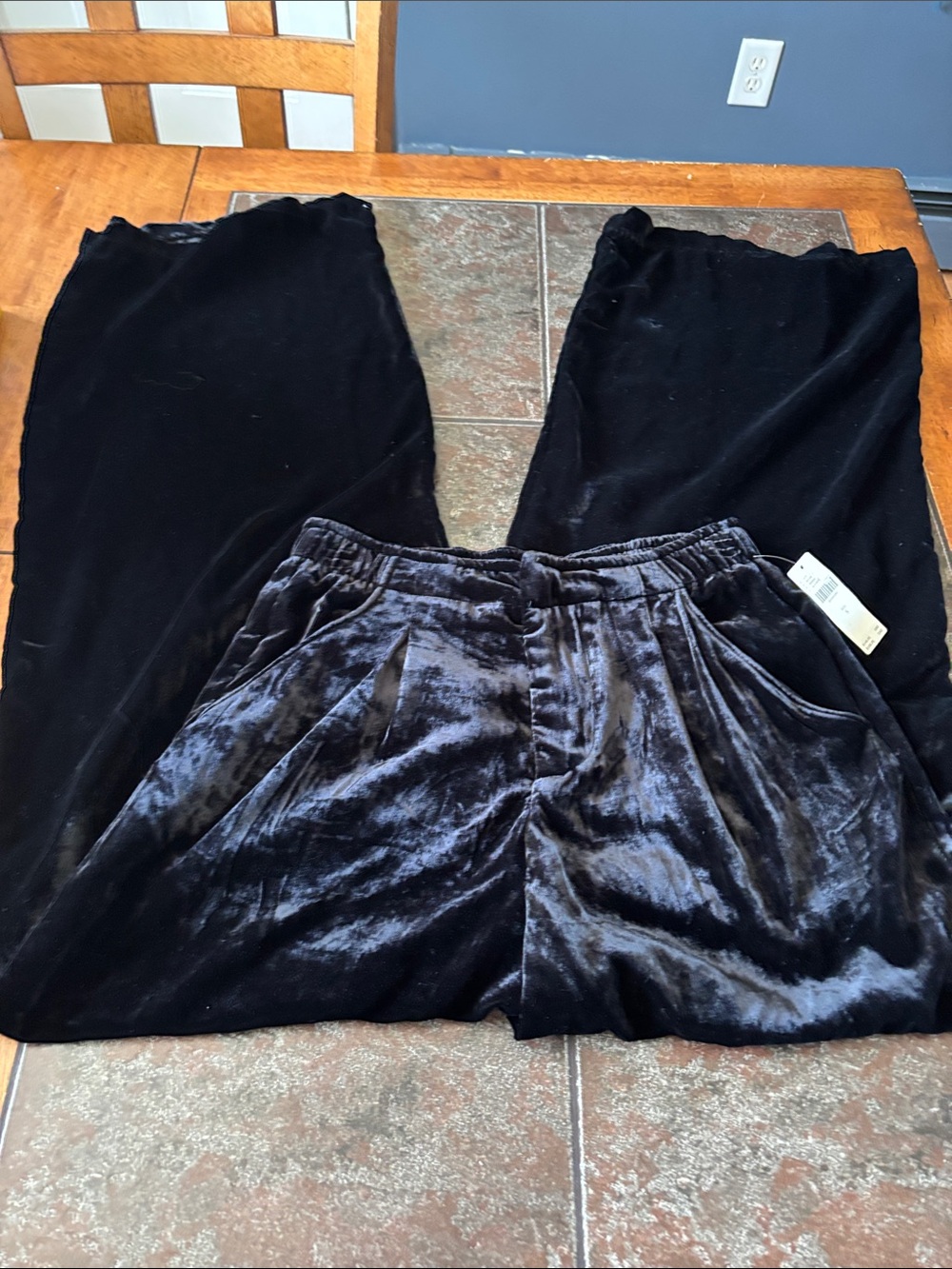 Anthropologie Black Velvet Lounge Pants